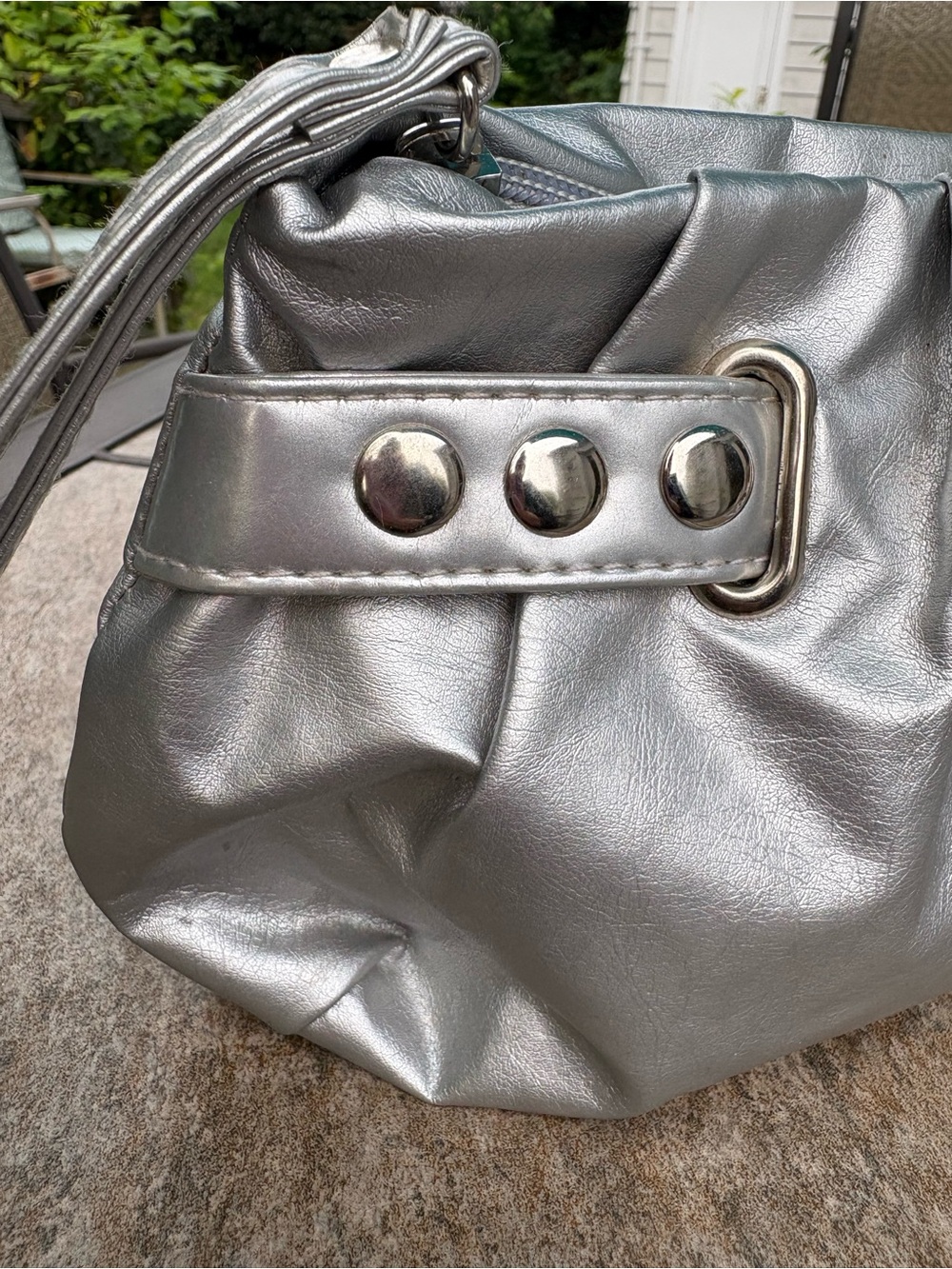 Metallic Silver Wristlet Clutch - Women's Evening Bag - Picture 2 of 7